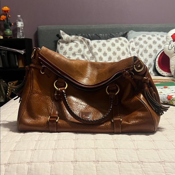 Dooney & Bourke Rich Brown Leather Satchel - Picture 3 of 9